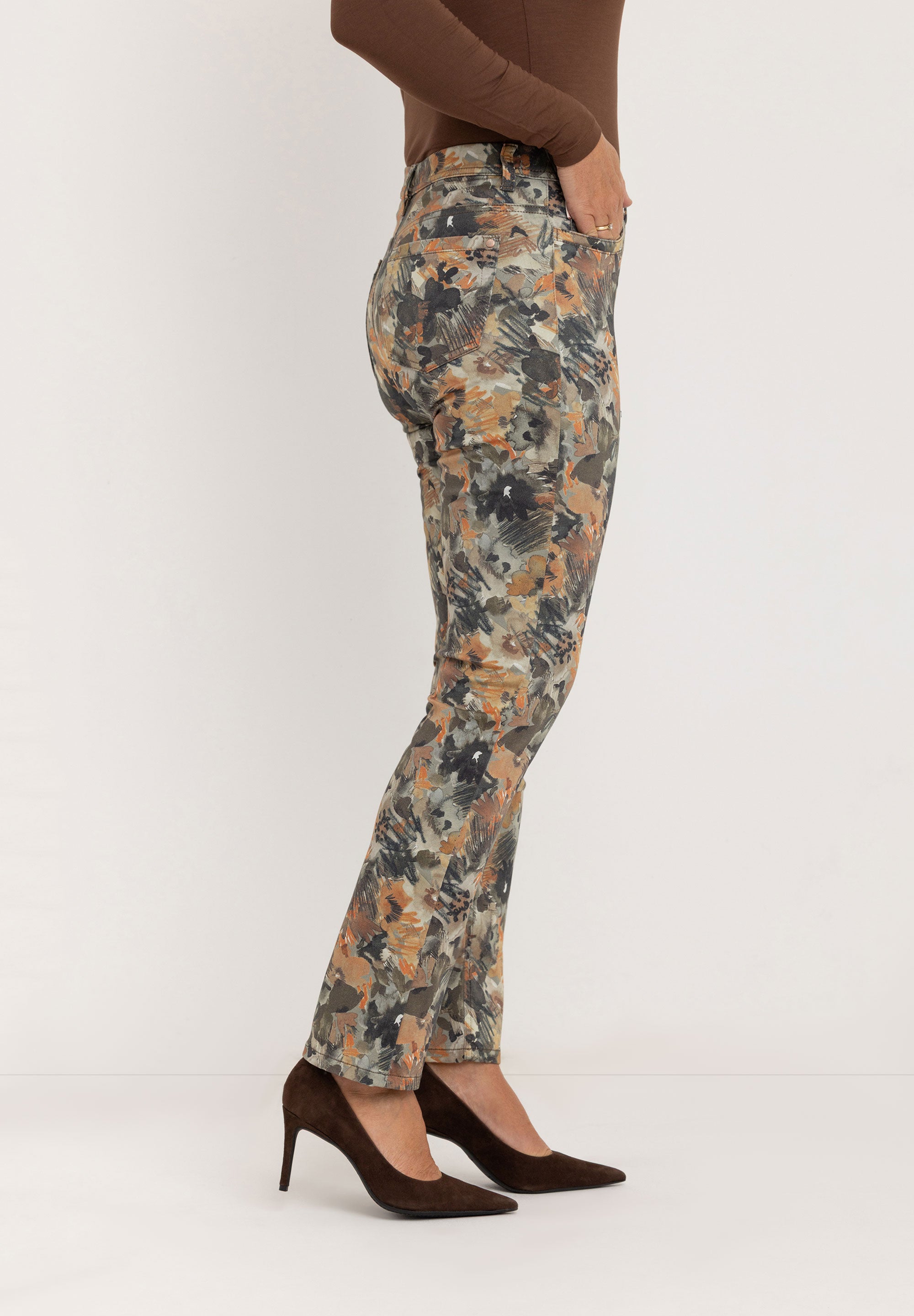 Ginie Slim Broek | Olive Brown