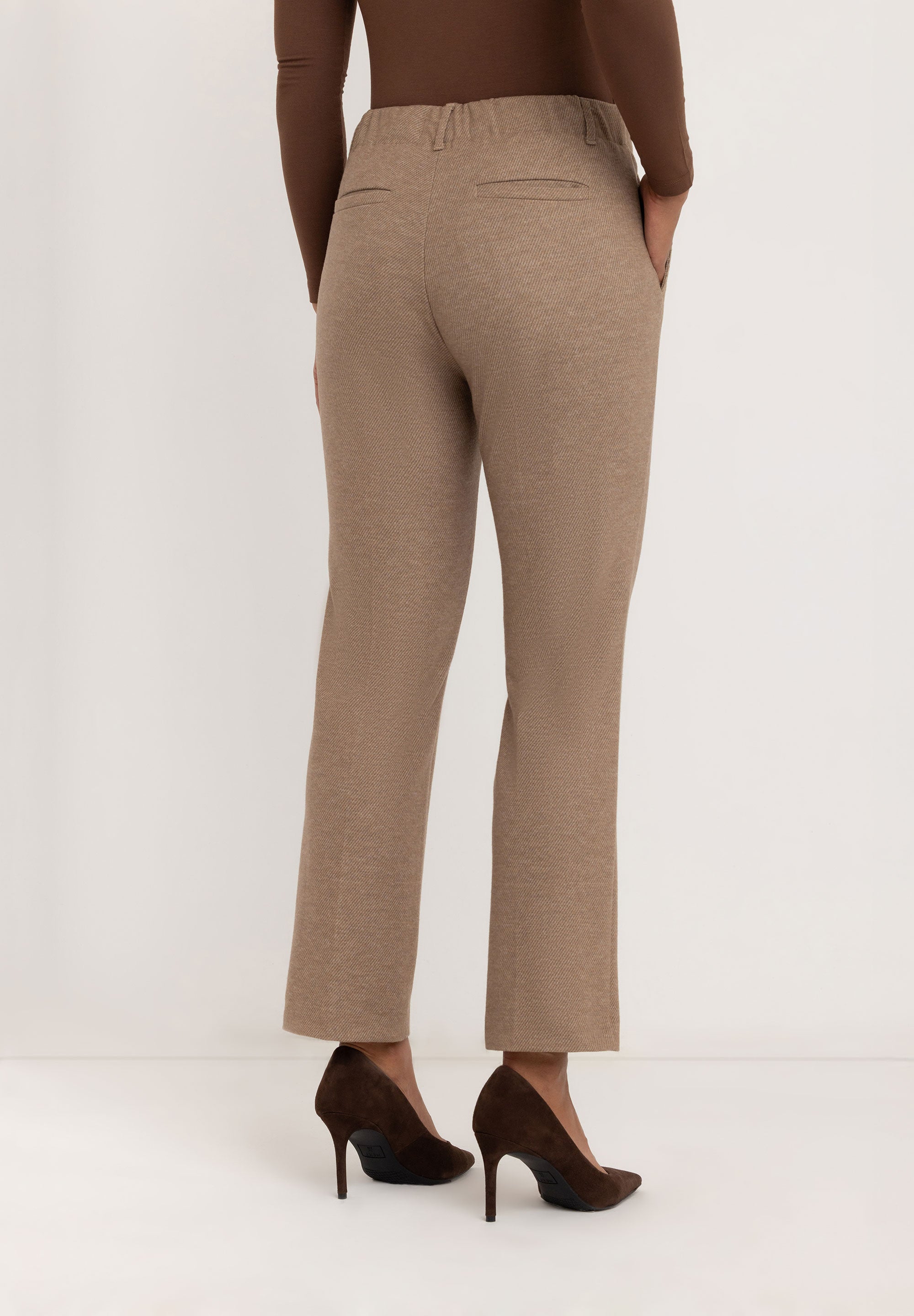 Janet Slim Tailored Broek | Camel Diagonal