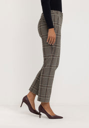 Janet Slim Tailored Broek | Ecru Brown Check