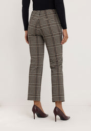 Janet Slim Tailored Broek | Ecru Brown Check