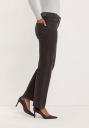 Kora Coloured Straight Broek | Black Coffee