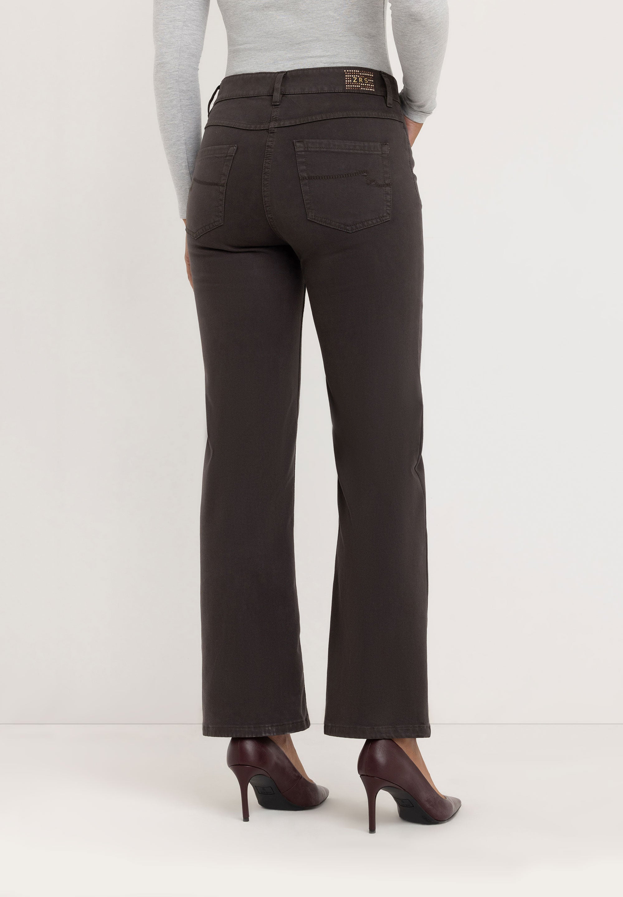 Kora Coloured Straight Broek | Black Coffee
