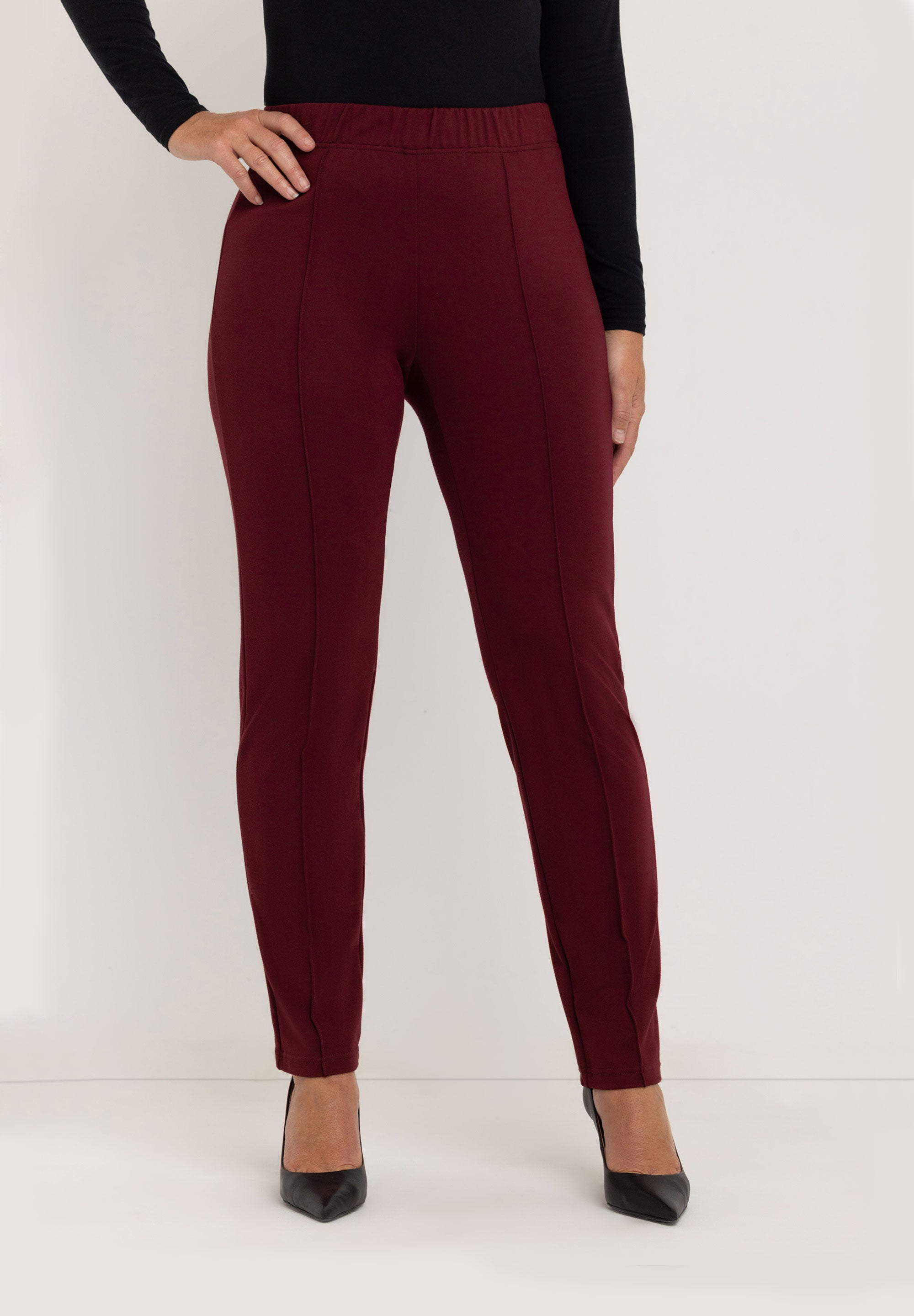 Janet Slim Tailored Broek | Burgundy