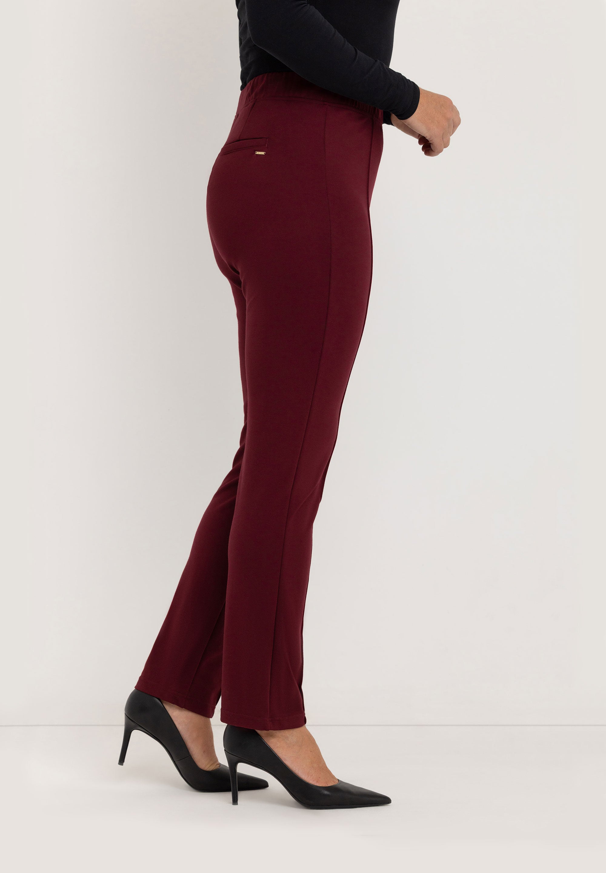 Janet Slim Tailored Broek | Burgundy