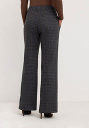 Jessie Wide Flared Pants | Grey Check