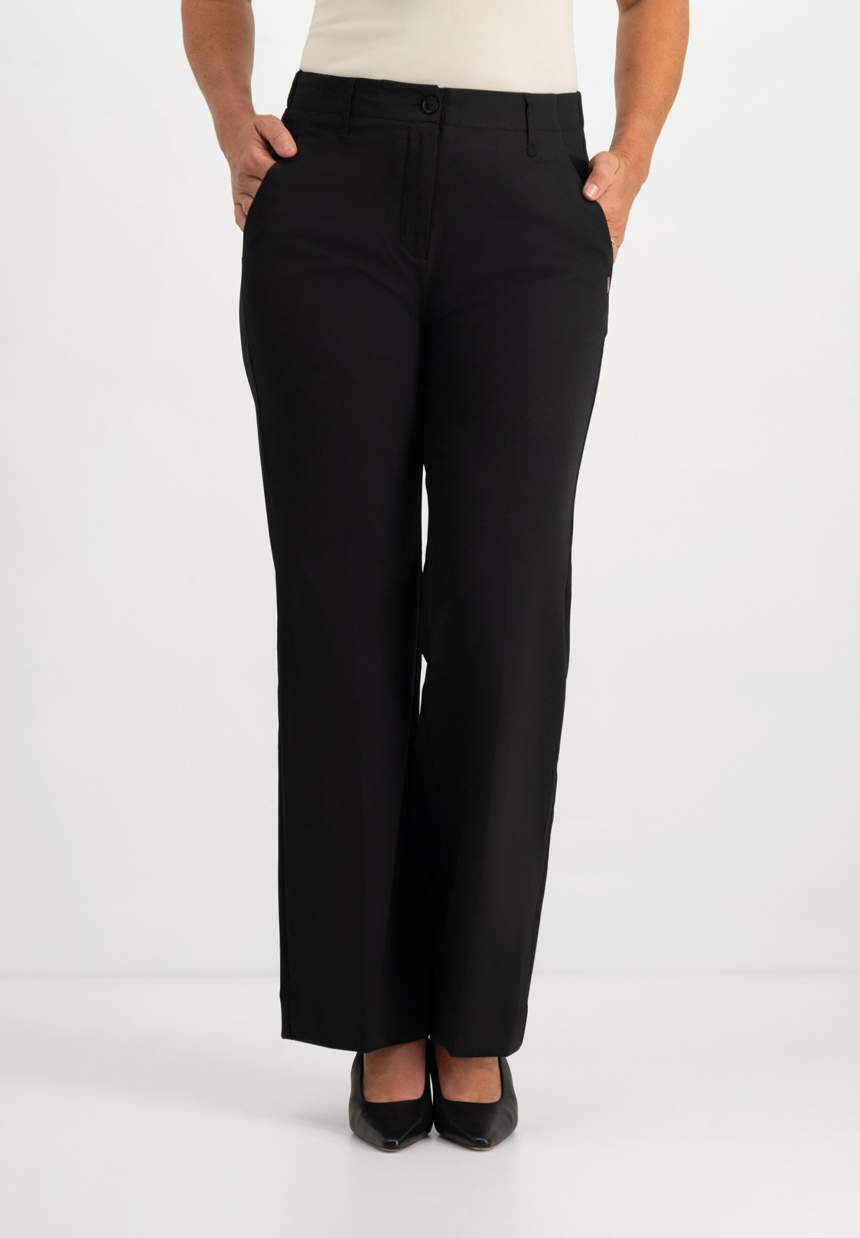 Jessie Wide Flared Pants | Black