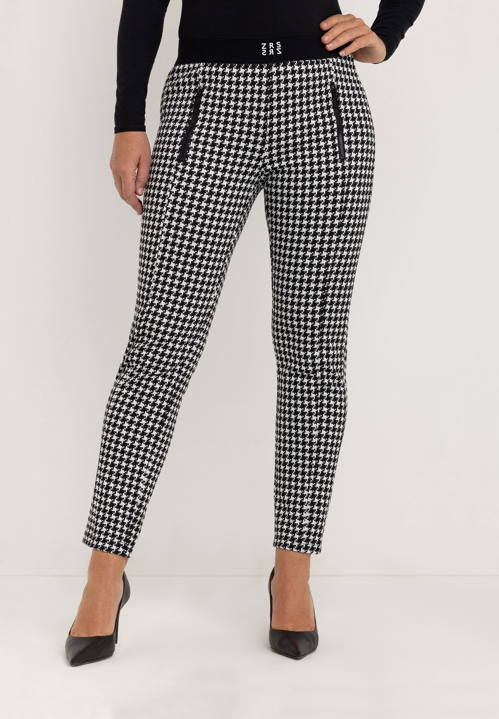 Laura Slim Cigarette Pants | Black Ecru