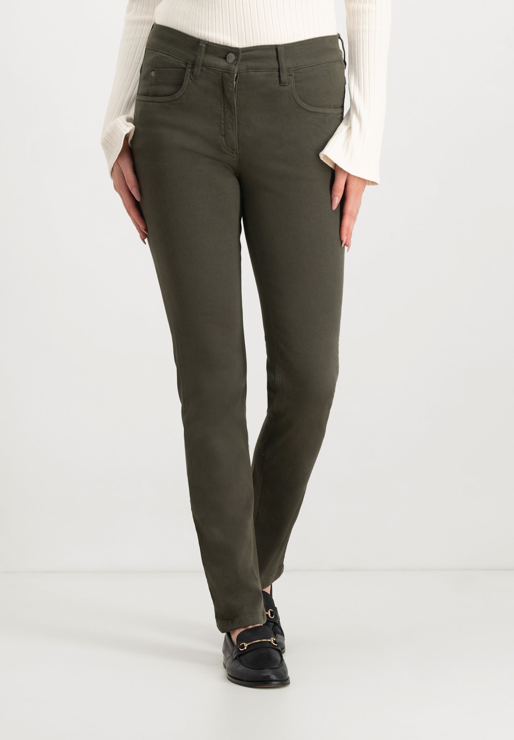 Twigie Coloured Shape-On Straight Jeans | Olive Pants ZRS