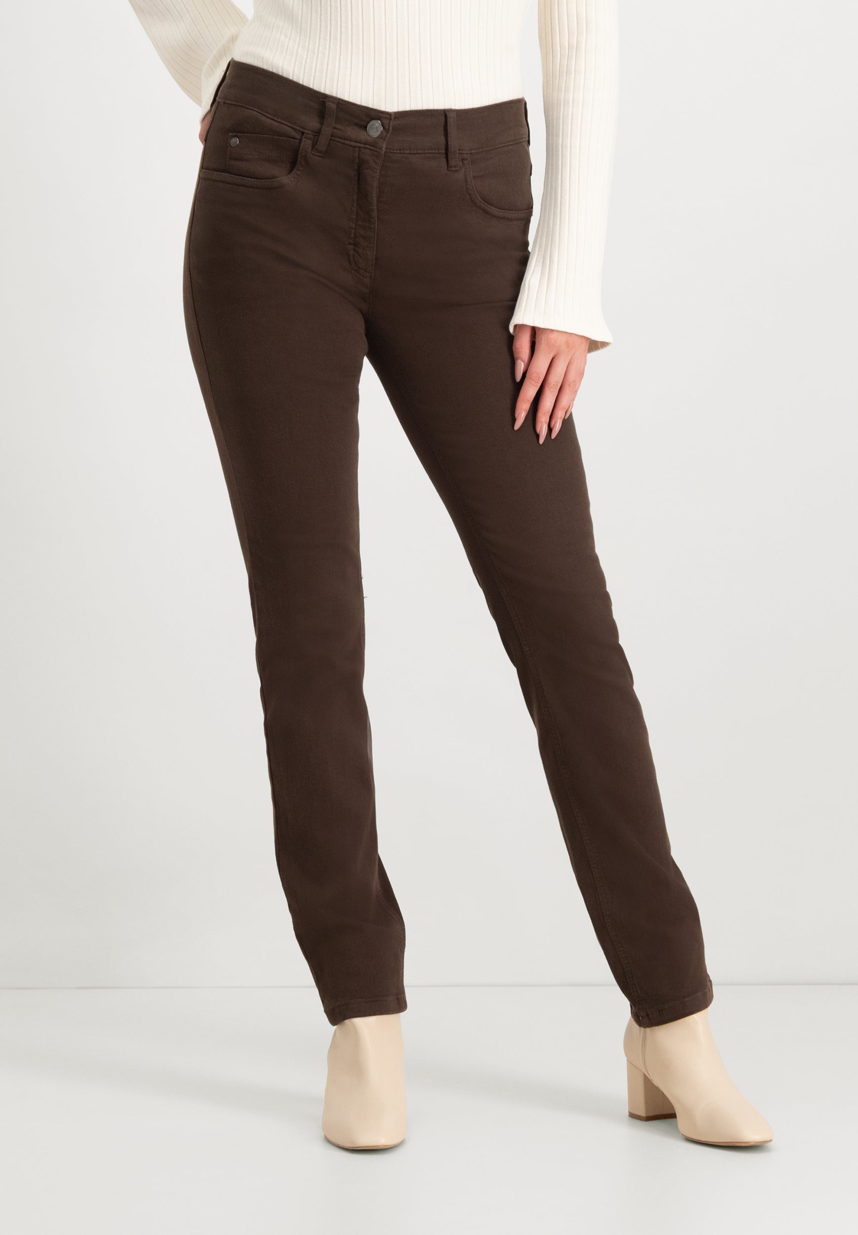 Twigie Coloured Shape-On Straight Jeans | Chocolate