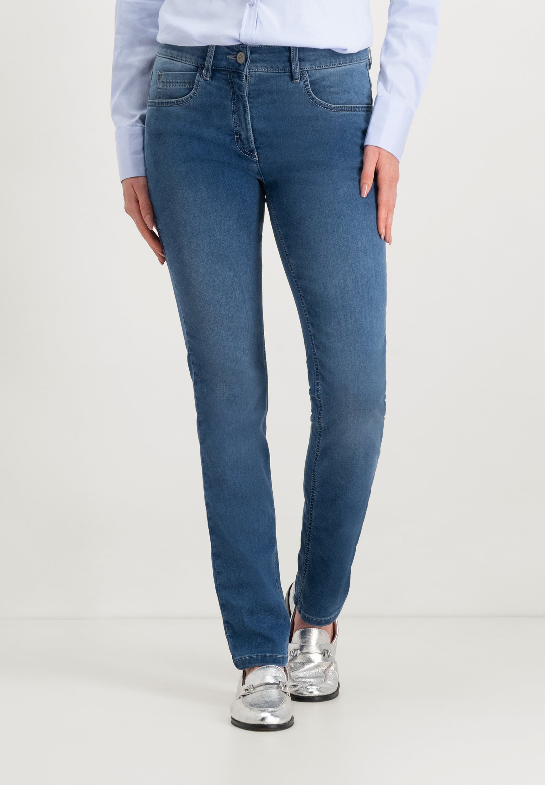 Twigie Shape-On Straight Jeans | Stone Blue Pants ZRS