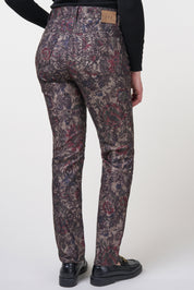 Kora Denim Classics Straight Jeans | Brown Flower Print Pants ZRS