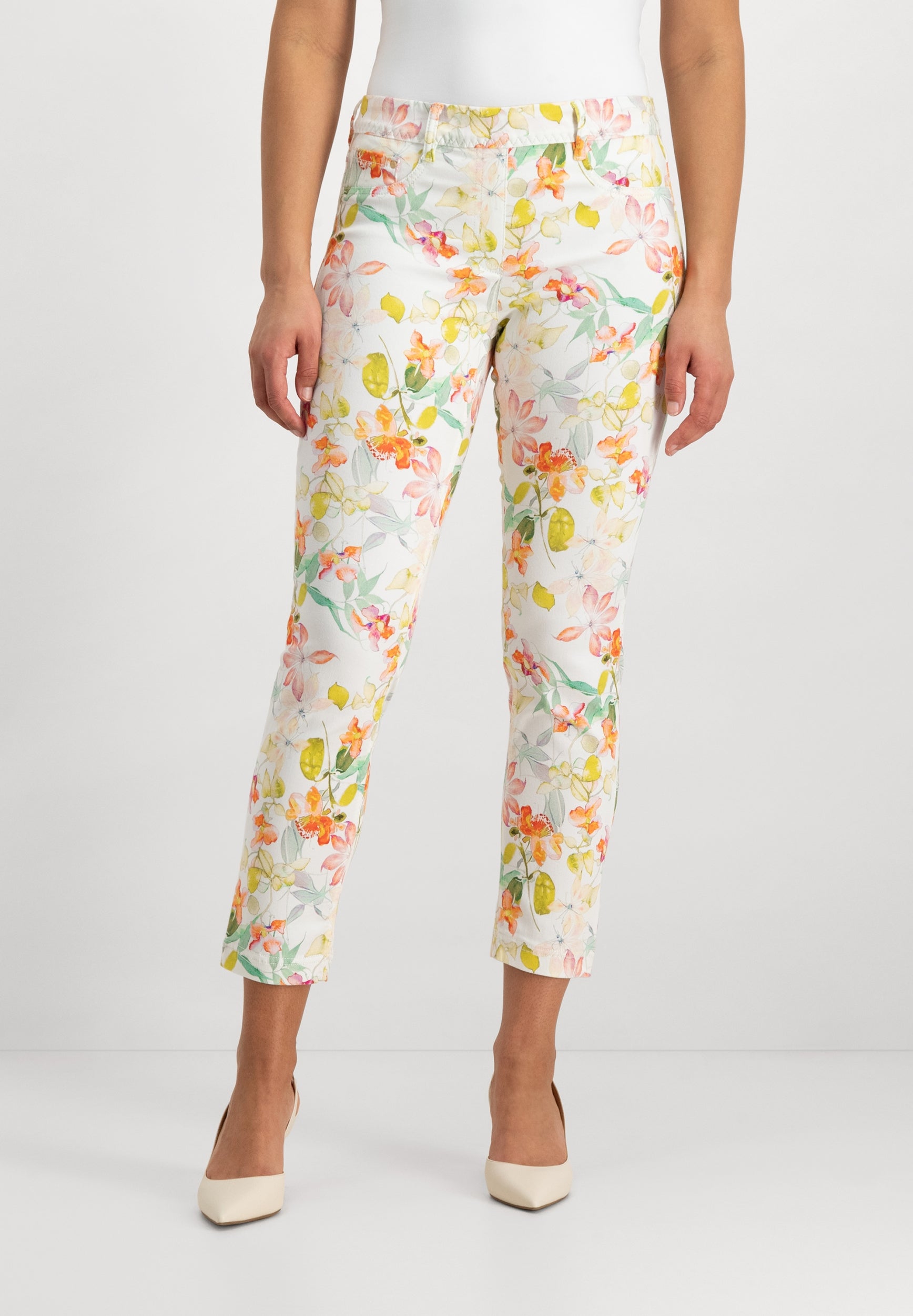 Leggie Shape-On Cropped Skinny Jeans | White Mixed Reds