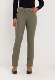 Kora Coloured Straight Pants | Mud Green