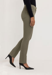 Kora Coloured Straight Pants | Mud Green