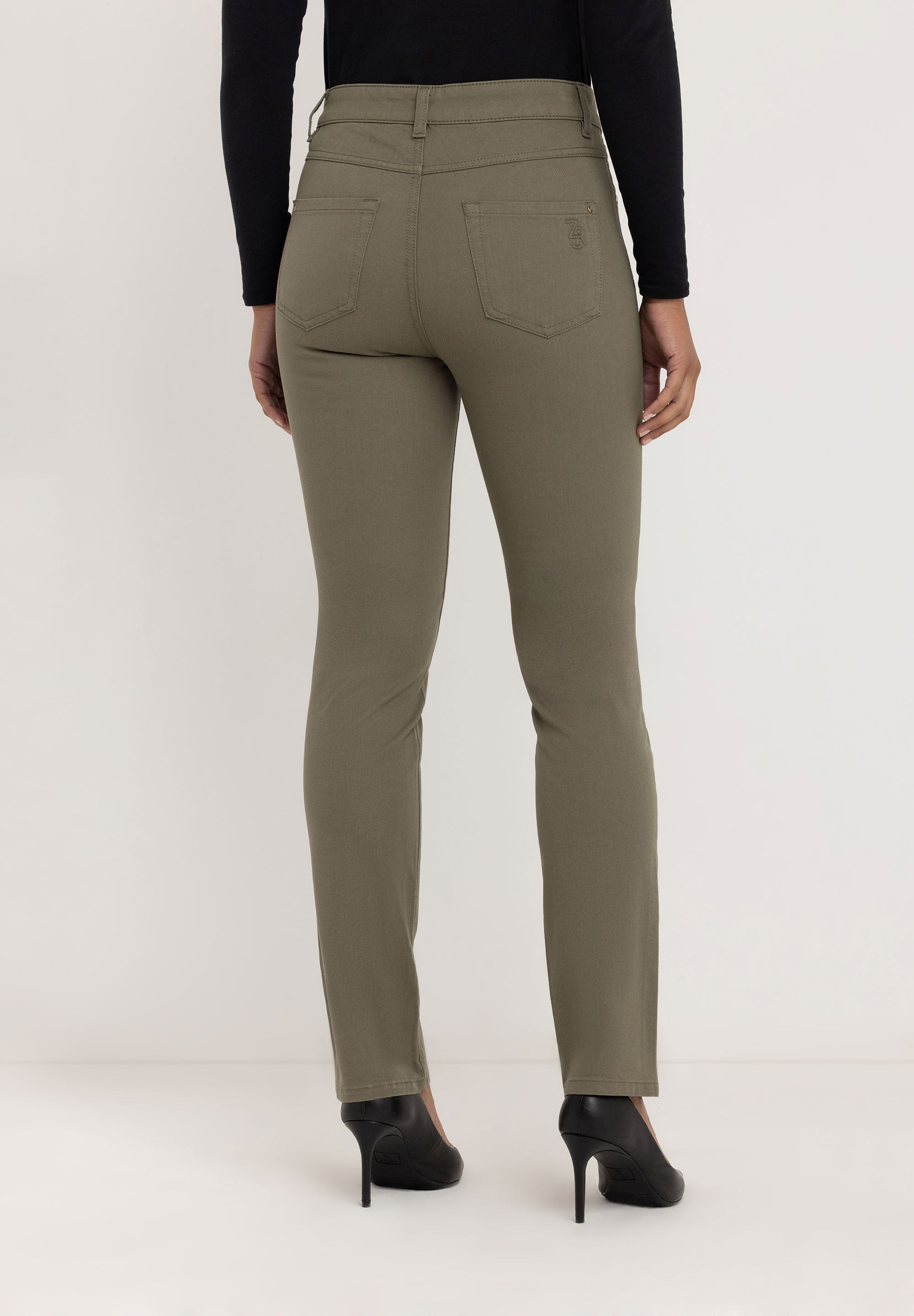 Kora Coloured Straight Pants | Mud Green