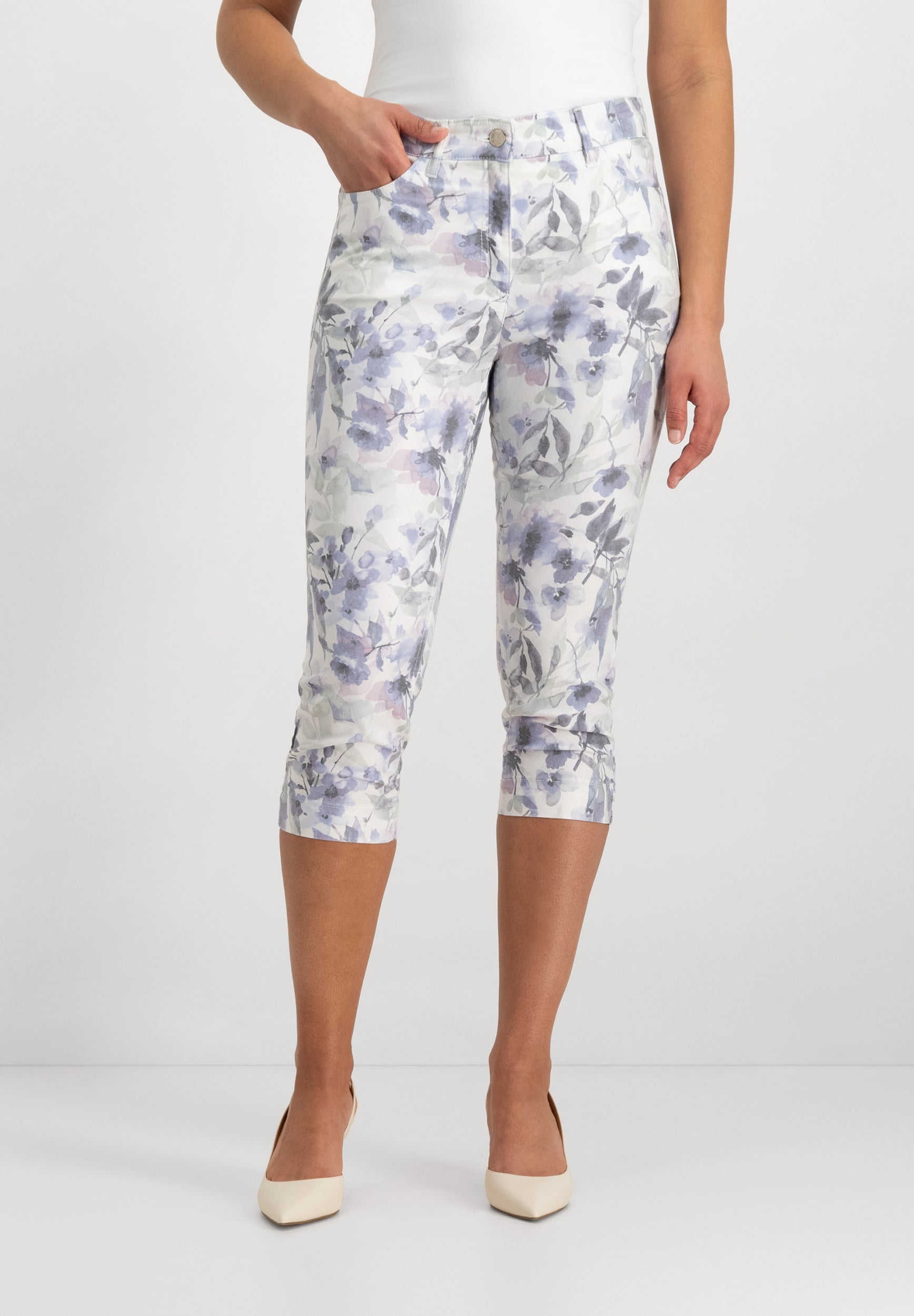 Kora Cropped Pants | Light Blue Mixed
