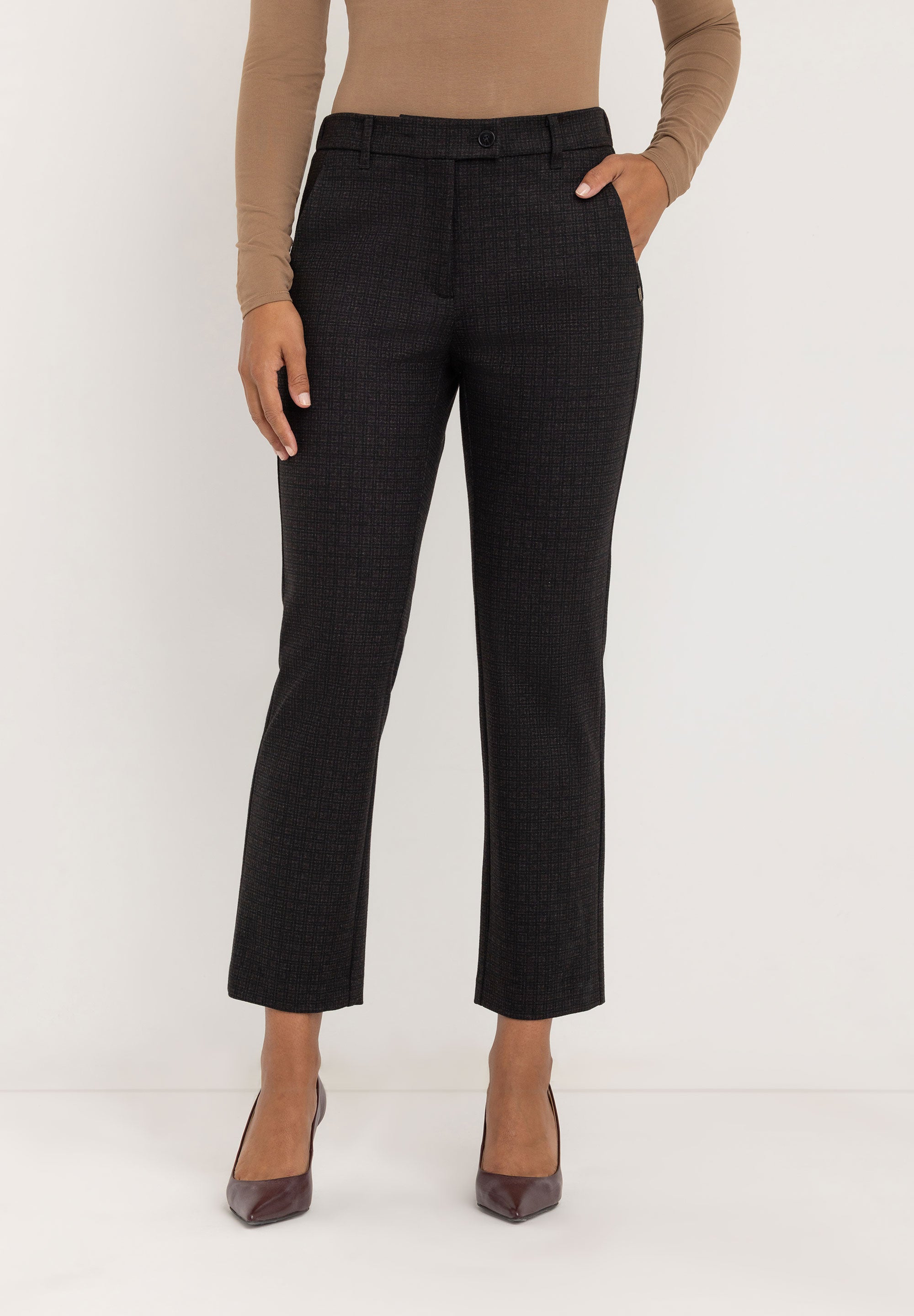 Janet Slim Tailored Pants | Dark Grey Check
