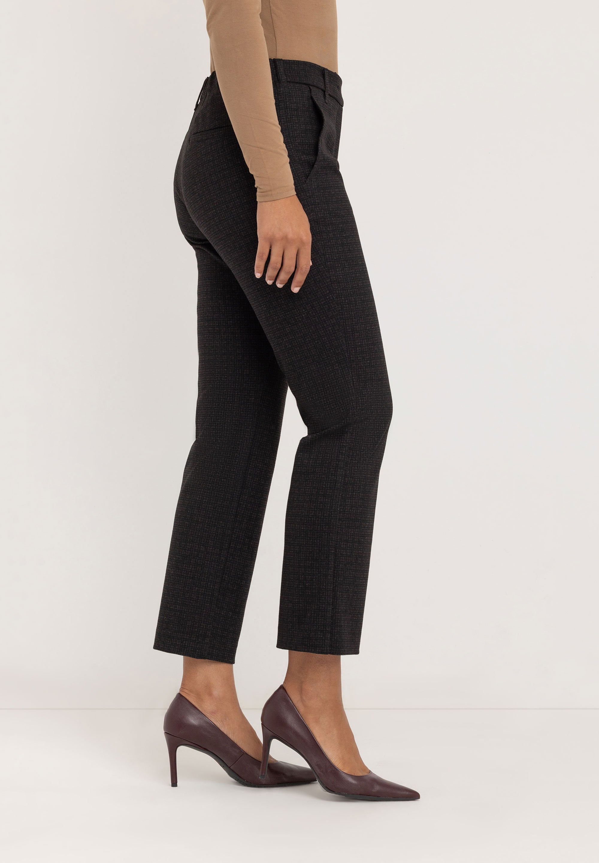 Janet Slim Tailored Pants | Dark Grey Check