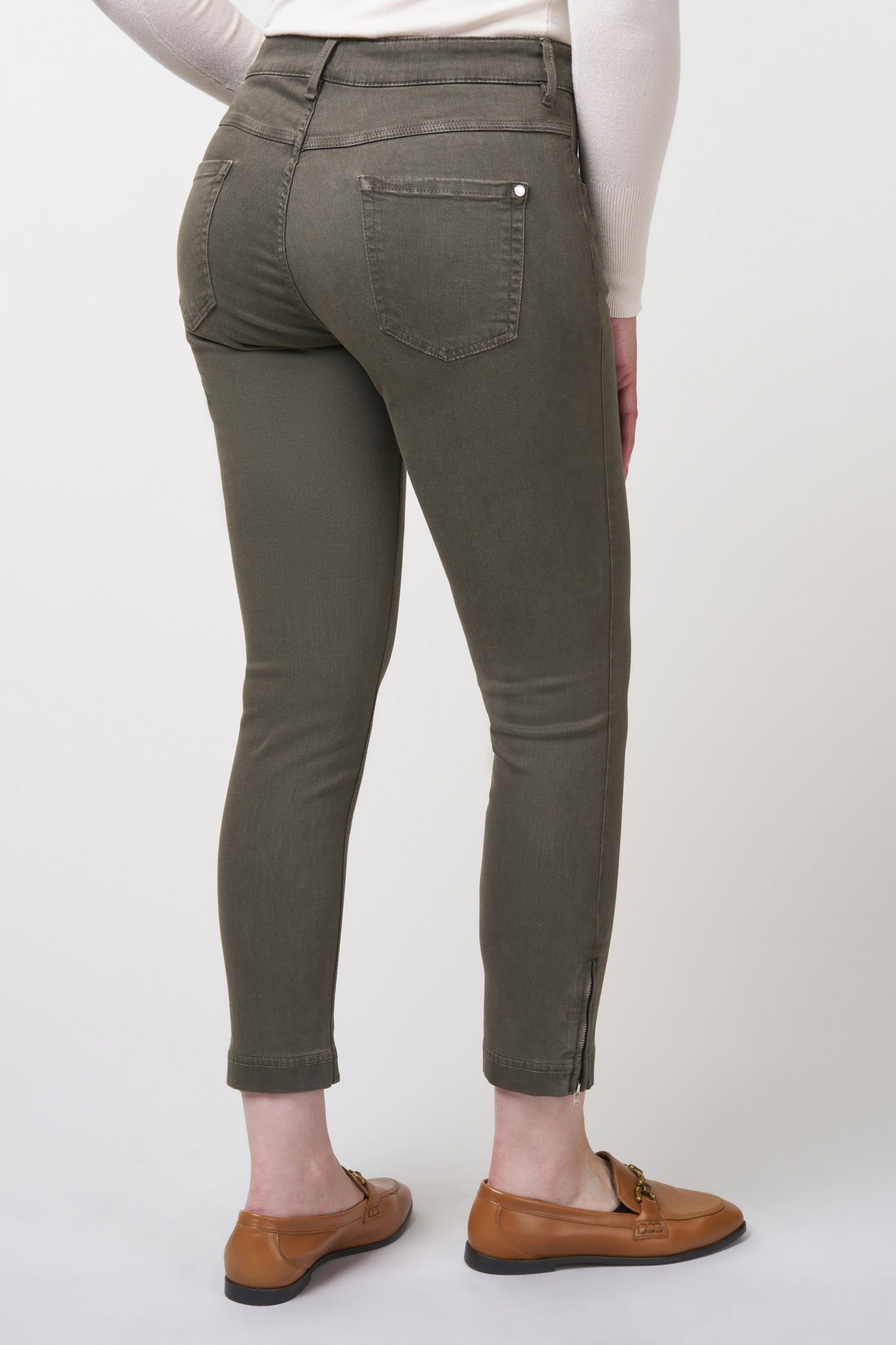 Twigie Coloured Shape-On Straight Jeans Short | Olive Pants ZRS