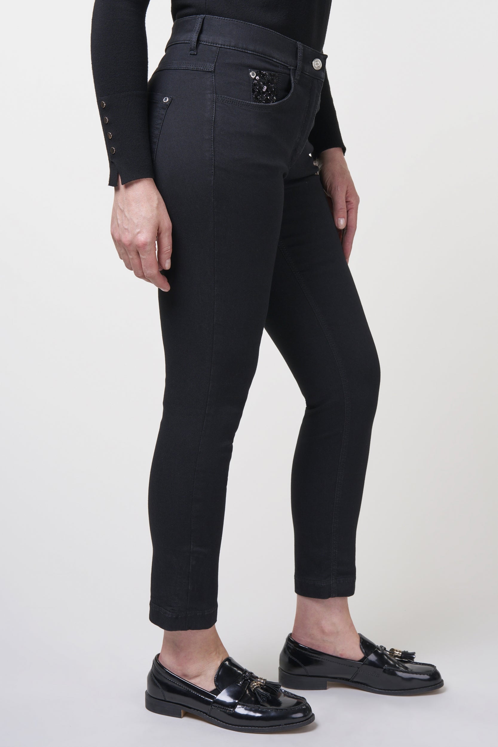 Twigie Shape-On Skinny Ankle Jeans | Black Black Pants ZRS